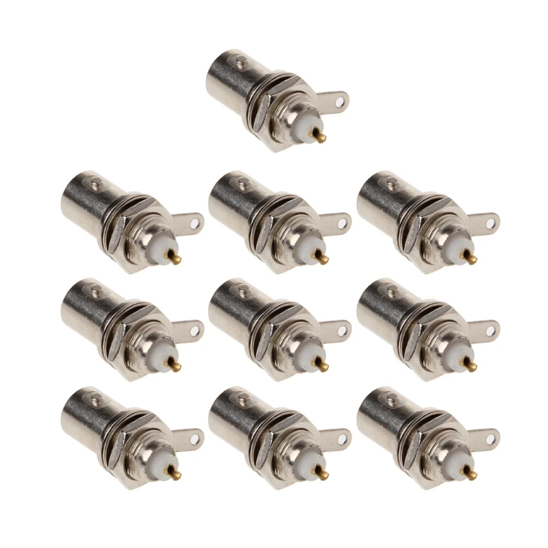 10Pcs/Set BNC Female Nut Bulkhead Solder Connector Adapter For Video Surveillance