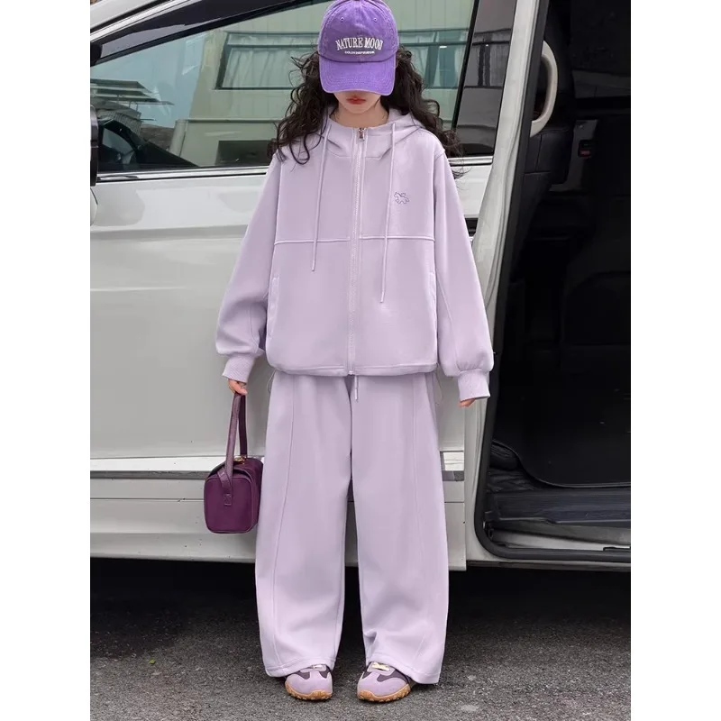 

Girls' Spring Casual Outfit2026New stylish children's clothing spring and autumn jacket and wide-leg pants two-piece set