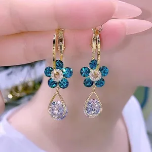 Required floral earrings for women, bright complete rhinestones, crystal earrings, ear jewelry, wedding party, fashion 12 Main Sales Strass Earring - №7