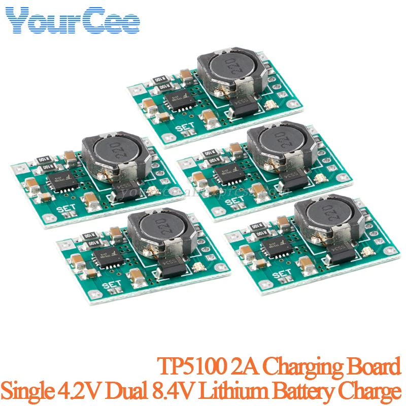 5pcs/1pc TP5100 TP5000 Charge Management Power Supply Module Board 2A Charging/Single Cell 4.2V Double Cell 8.4 Lithium Battery