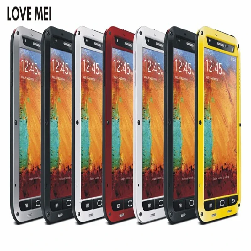 Original LOVE MEI Life Waterproof Metal Case for SAMSUNG Galaxy S6 S7 Edge S8 S9 S10 Plus S10E Note 9 8 3 Edge A3 A5 A7 A9 A8s