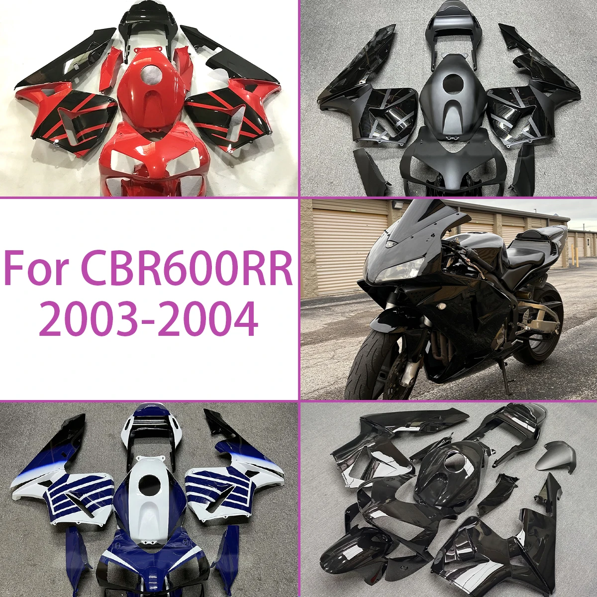 

Комплект обтекателя кузова на заказ, подходит для Honda CBR600RR 2003 2004, черный, красный, комплект обтекателей для мотоцикла 03 04, CBR 600RR