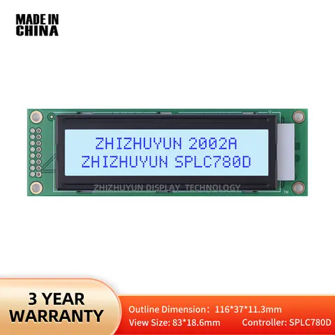 소스 공장 2002A 문자 도트 매트릭스 화면 회색 필름 파란색 글꼴 20X2 컨트롤러 SPLC780D 안정적인 상품 공급 LCD 화면