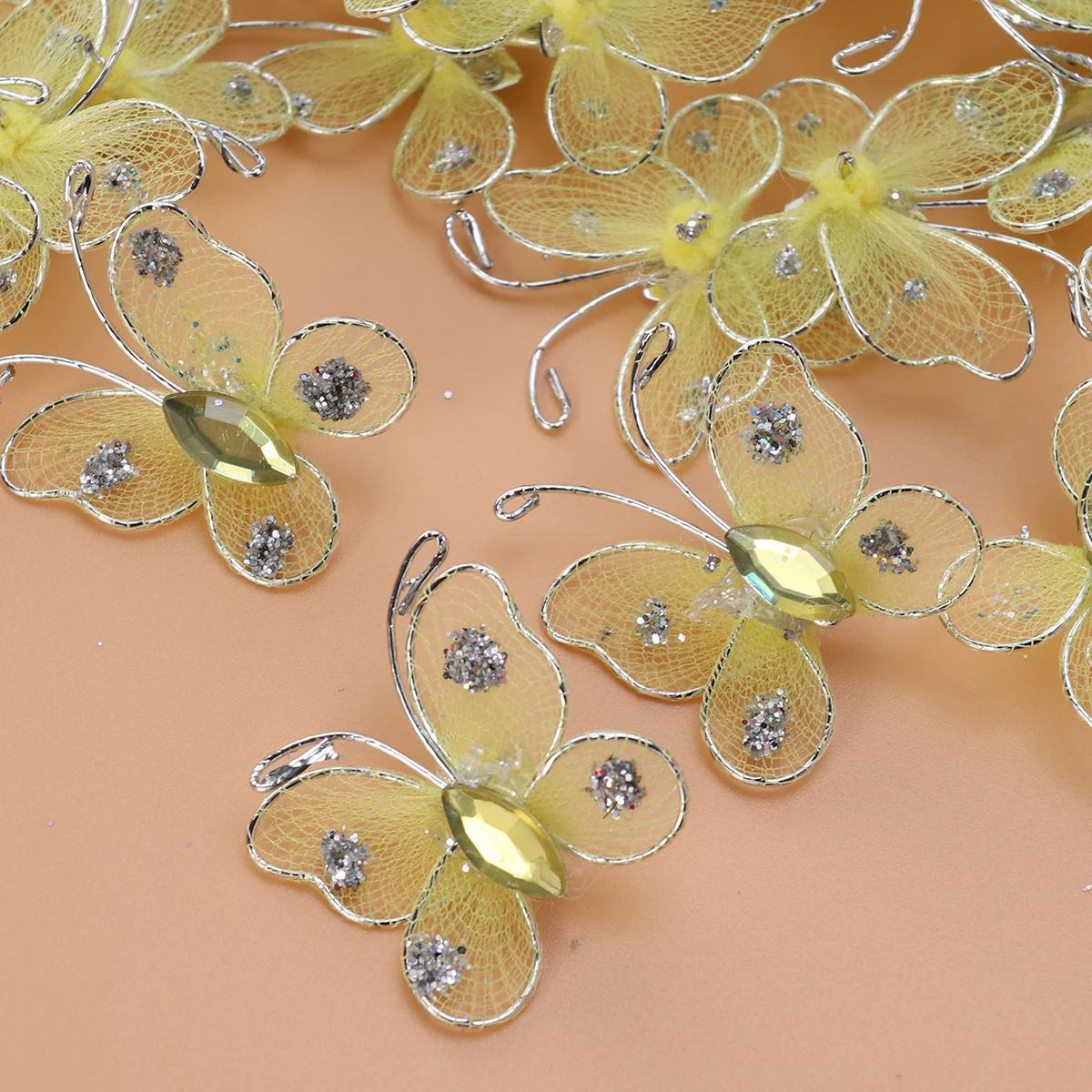 50 Pcs 인공 나비 DIY 와이어 메쉬 웨딩 장식 실크 스크린 시뮬레이션