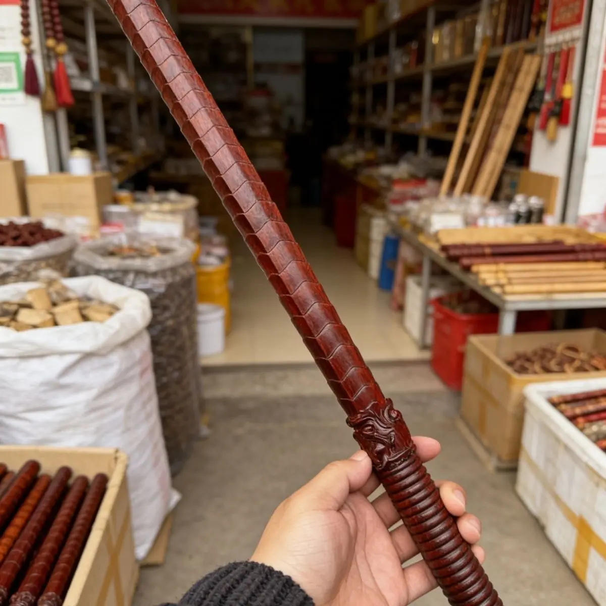 baton-court-portable-d'exterieur-en-bois-massif-de-santal-violet-style-fouet-edc-et-lance-de-dragon-stimulante-outil-d'entrainement-physique