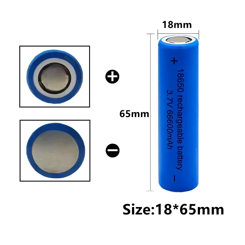 100% Original 3.7V 18650 Lithium Battery High capacity 66600mah Rechargeable Battery For Flashlight Batteries Toy/electrical