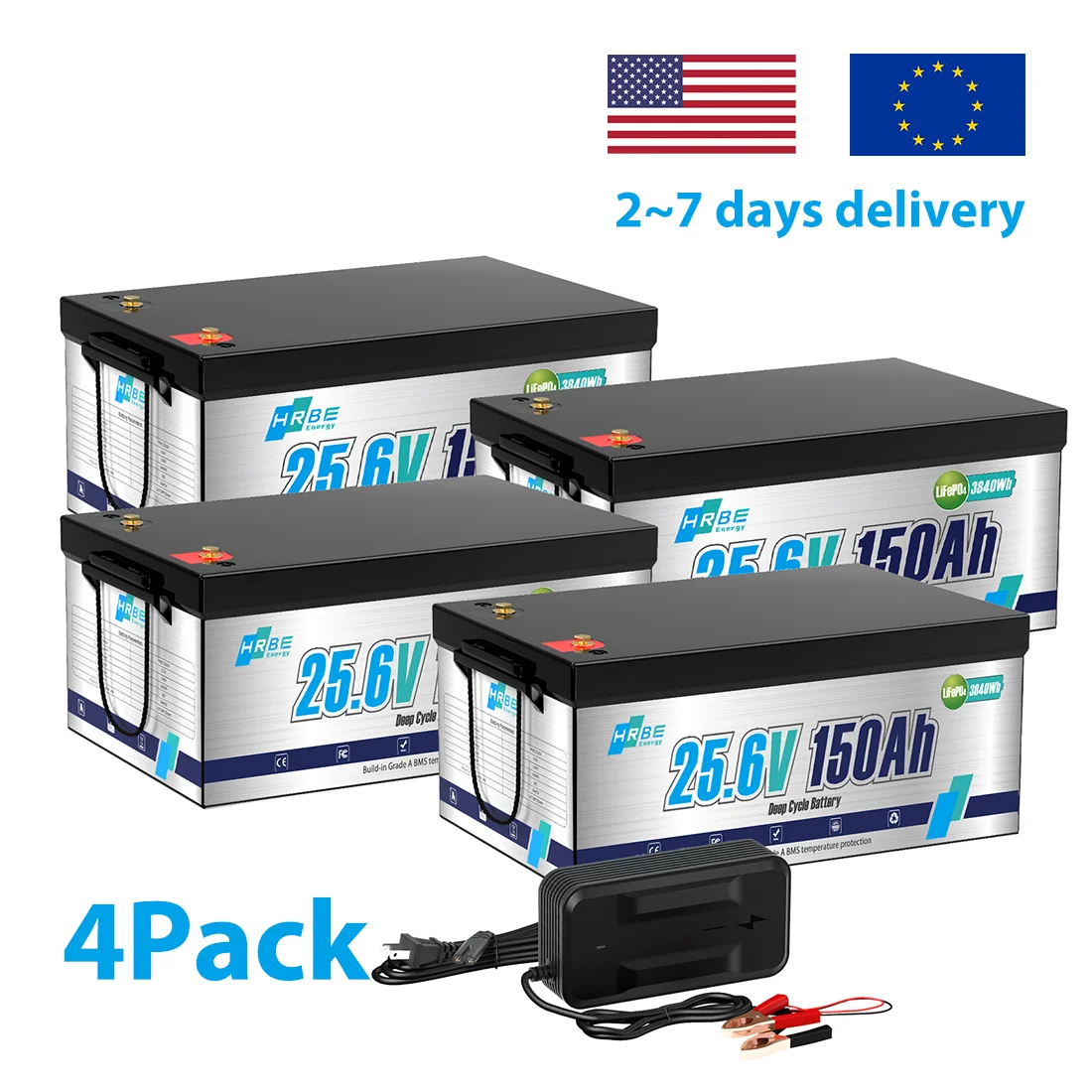 

Lifepo4 Батарея 150 Ач, 24 В, литиевая батарея, встроенная 100 А BMS, глубокий цикл 8000+ для троллинговых двигателей, автофургонов, солнечной системы, домашнего хранения