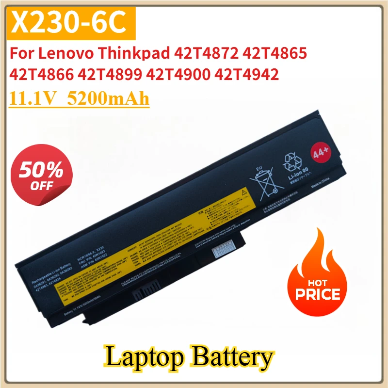 

Новый сменный аккумулятор для ноутбука X230 X230i X220 X220I X220S 11,1 В 8600 мАч для Lenovo Thinkpad 42T4872 42T4865 42T4866 42T4899
