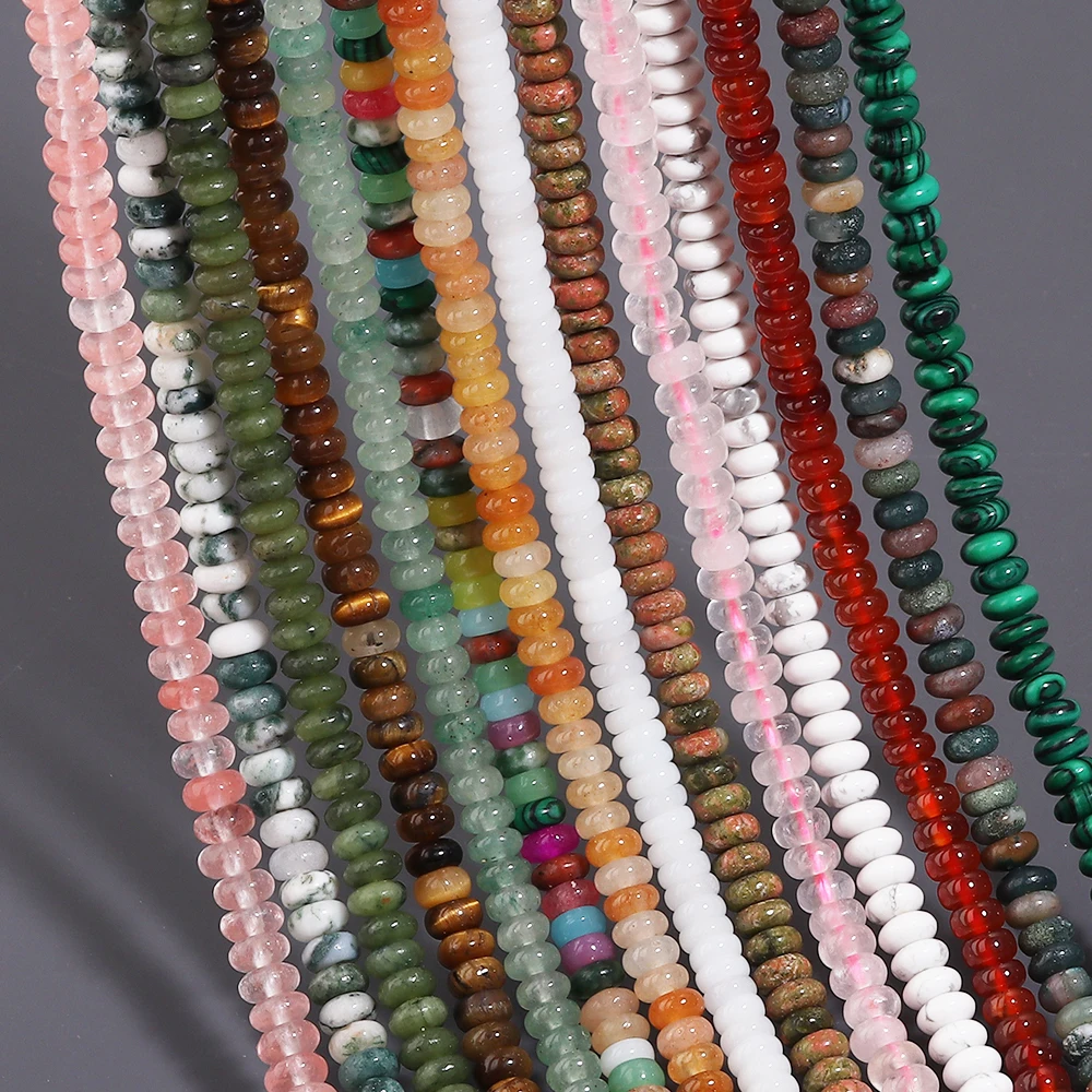 65-150 Stück 4 6 8mm Naturstein-Abstandsperlen, rund, flach, Türkis, Achat, Jade, Amazonit, Perlen für die Schmuckherstellung, DIY-Zubehör – Detail 5