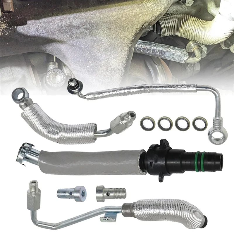 

NEW-Turbo Oil Return Drain & Oil Feed Pipe Kit For Buick Encore Chevy Cruze 1.4L L4, 55592600 25198546 25200947 55587854