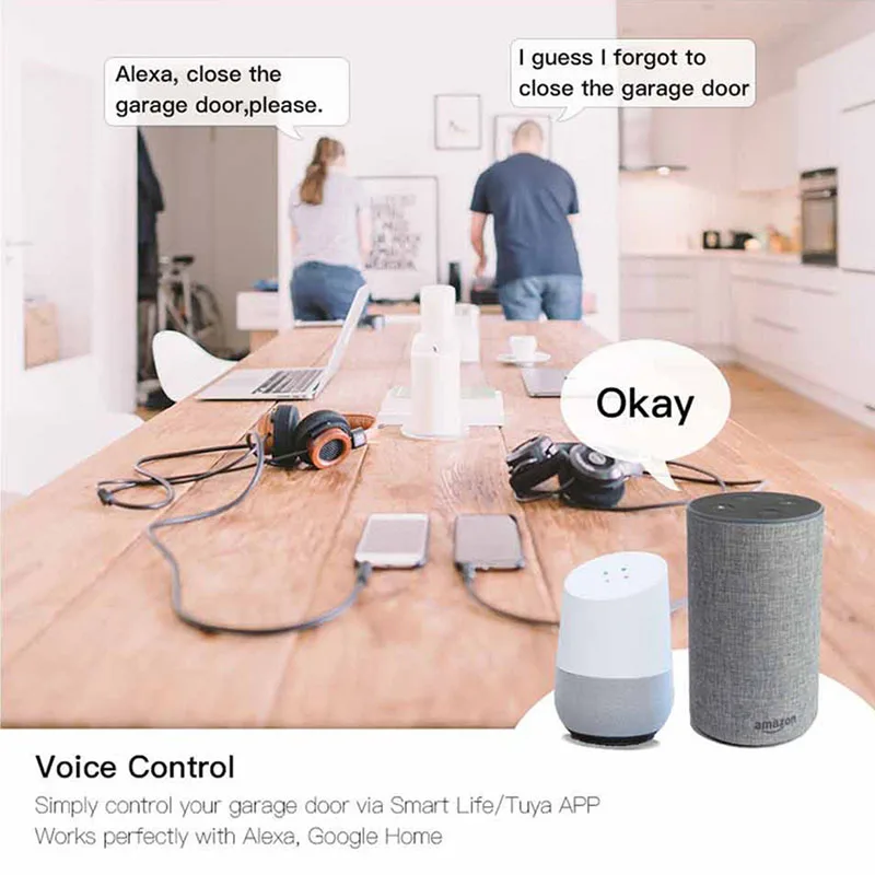 Controlador de puerta de garaje con WiFi, Control remoto por voz con aplicación Tuya, Android, IOS, Smart Life, Alexa y Google Home