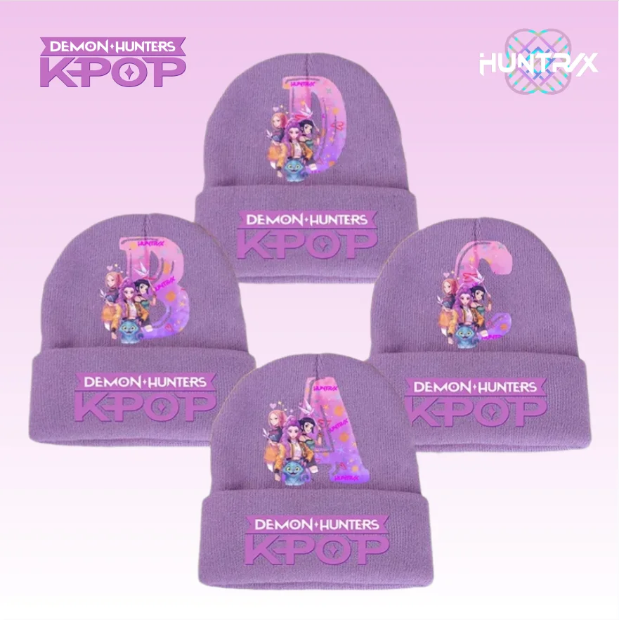 

Вязаная шапка Kpop Demon Hunters для девочек, модная розовая вязаная шапка, осенне-зимняя милая теплая вязаная шапка, подарки для детей с мультяшными персонажами