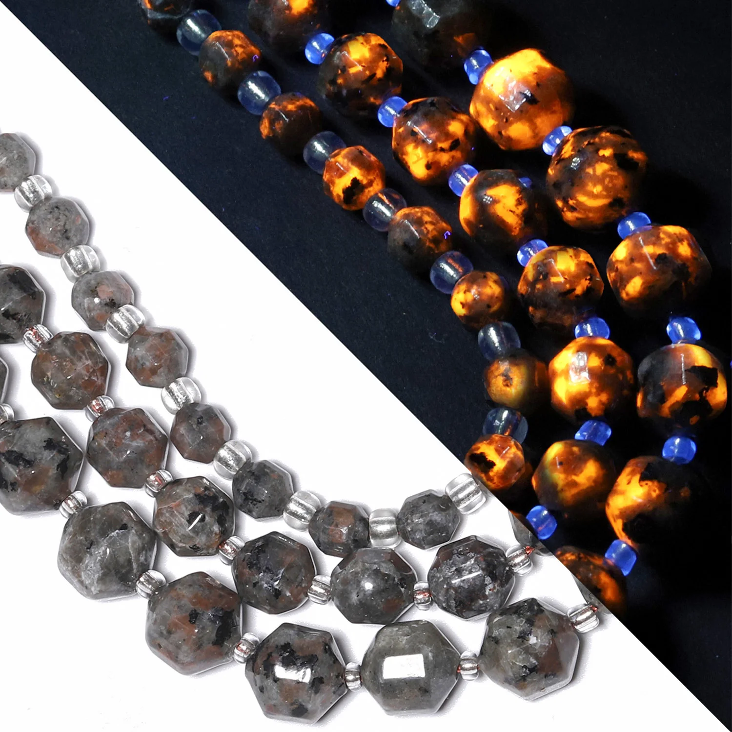 Natural Flame Stone Beads Faceted UV Glowing Yooperlite Fire Sodalite Beads for Jewelry Making Handmade DIY Necklace 6/8/10mm