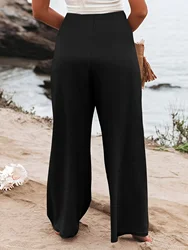 In autumn 2024, women's plus size casual commuting style straight pants with gentle British fashion design.