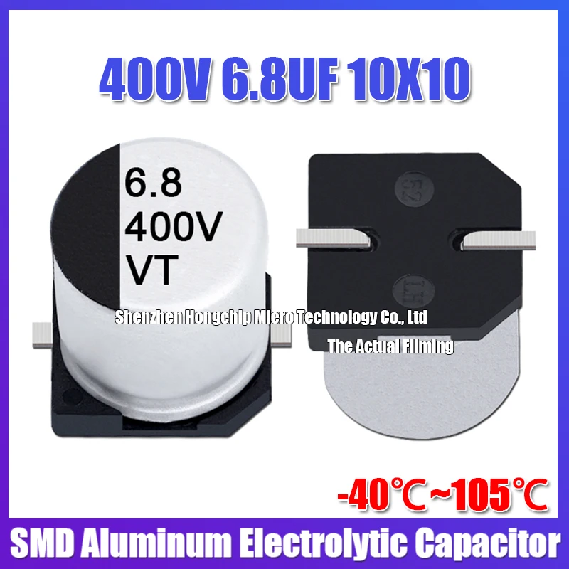 

(10 шт.) 400 В 6,8 мкФ 10X10 SMD алюминиевый электролитический конденсатор SMD-2 10,5 в 105 мкФ 10 * 20% мм конденсатор-40 ℃ ~ ℃ ±