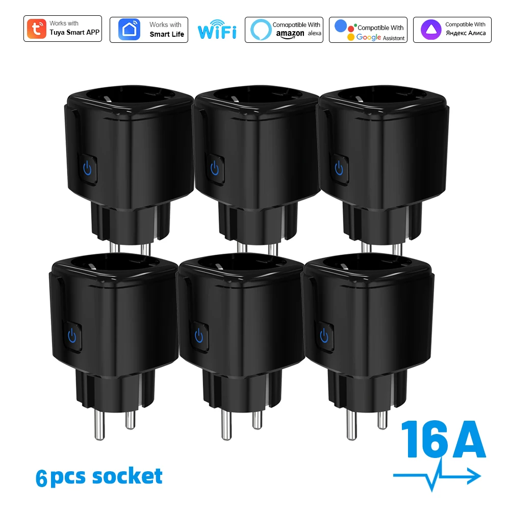 Tuya Smart Socket WiFi-afstandsbediening EU-stekker met energiemonitoring 16A/20A Spraakbesturing Google/Alexa Tijdgestuurd