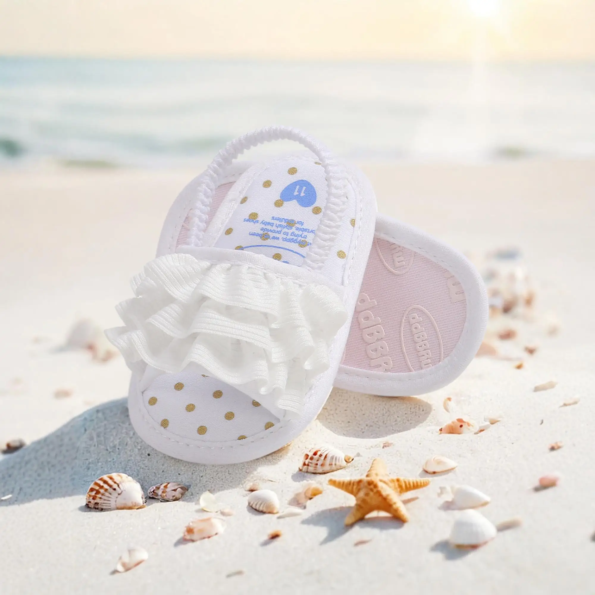 

Baby girl baby baby summer sandals newborn walking shoes baby pleated edge sandals 0-18 months old