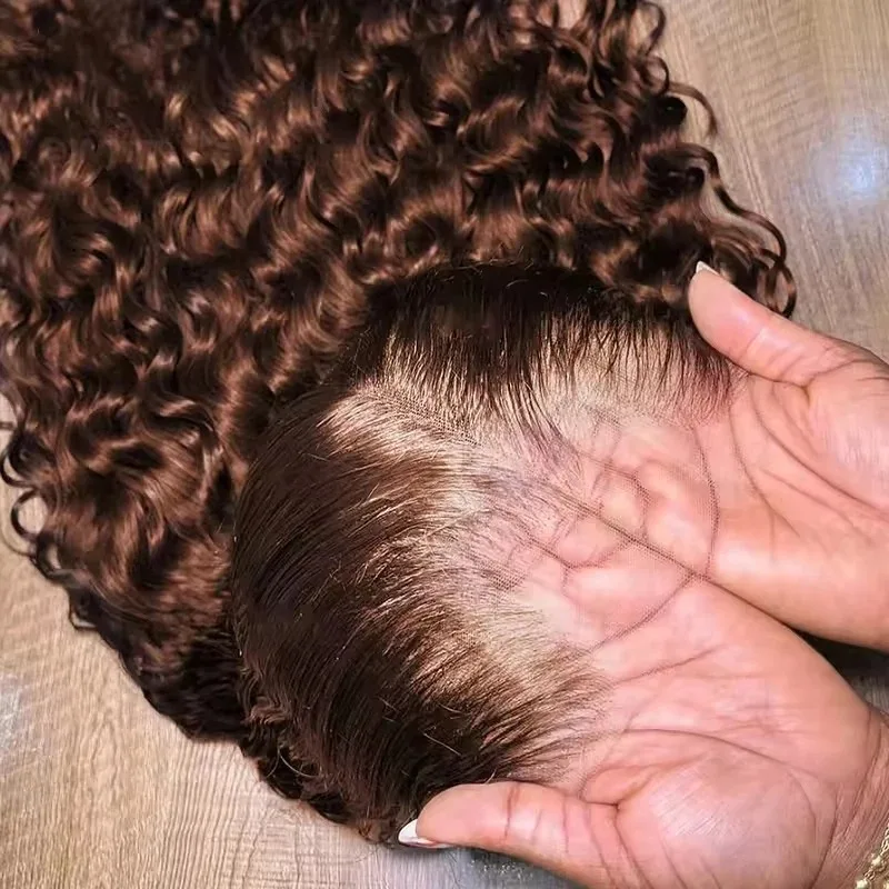 

Deep Curly Wigs Human Hair Chocolate Brown 13x4 13x6 Hd Lace Frontal Wig Colored Water Wave Lace Front Wig for Women 36 34 Inch