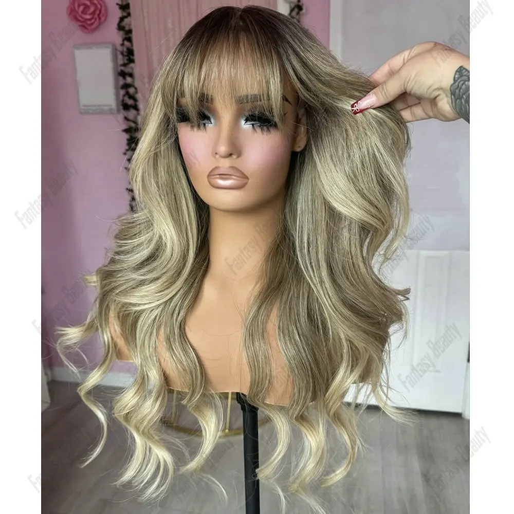 

European Hair 3Tone Colored Balayage Loose Wave Full Lace Wigs Human Hair Transparent Lace Glueless 5x5 HD Lace Wig Human Hair