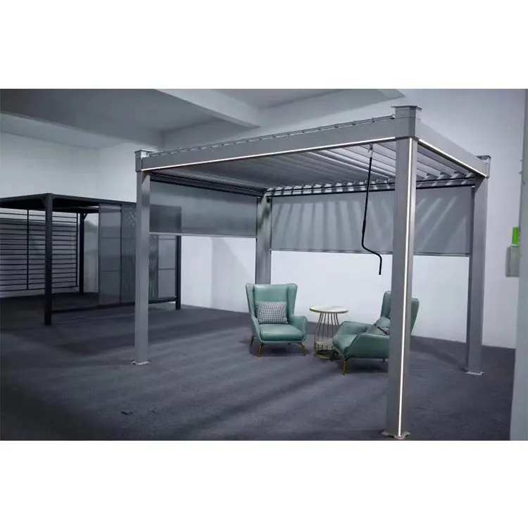 Kits exteriores de pérgola de techo con persianas motorizadas de aluminio para exteriores, pérgola bioclimática para jardín al aire libre, 3x4