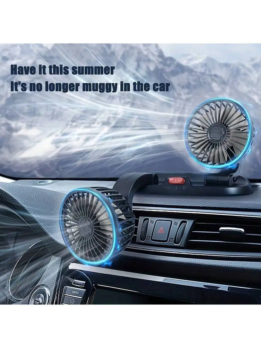 1 Summer Car Home-Use Double-Head USB Fan, Portable Double-Head Mini Fan, Car Double-Head Fan, For Powerful Cooling, Suitable view 4