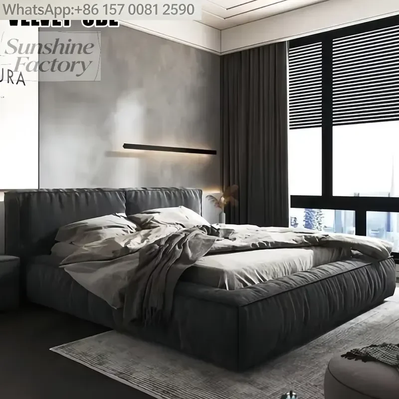 Luxurious Modern Hydraulic Storage Bed Frame King Size Lift up Design for Underbed Organization Soft Bed & Comfortable