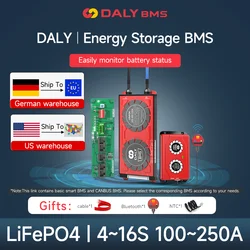DALY-balanceador activo BMS SMART Lifepo4 CANBUS BMS 1A, 4S, 12V, 8S, 24V, 16S, 48V, almacenamiento de energía, 100A, 150A, 200A, 250A