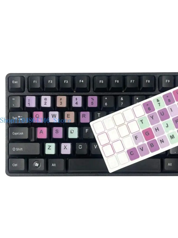 652F 2PCS Notebook English Keyboard Stickers Macaron Color Keypad Sticker Desktop