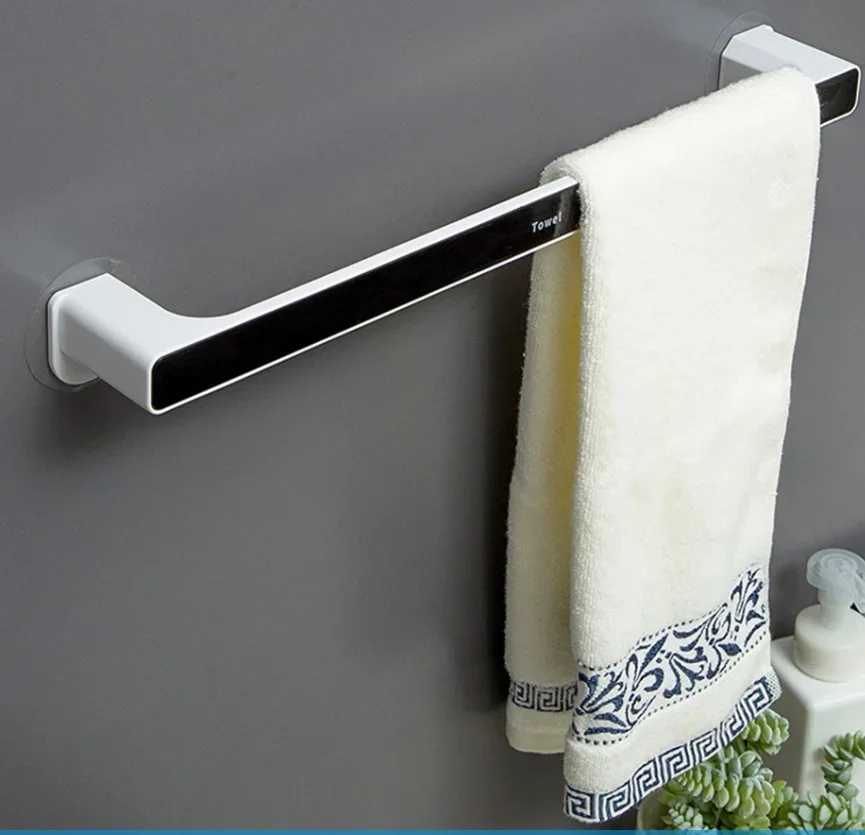 46cm Towel Rack Free Punching Toilet Bathroom Suction Cup Hook   Shelf Wall-mounted  Bar Finishing