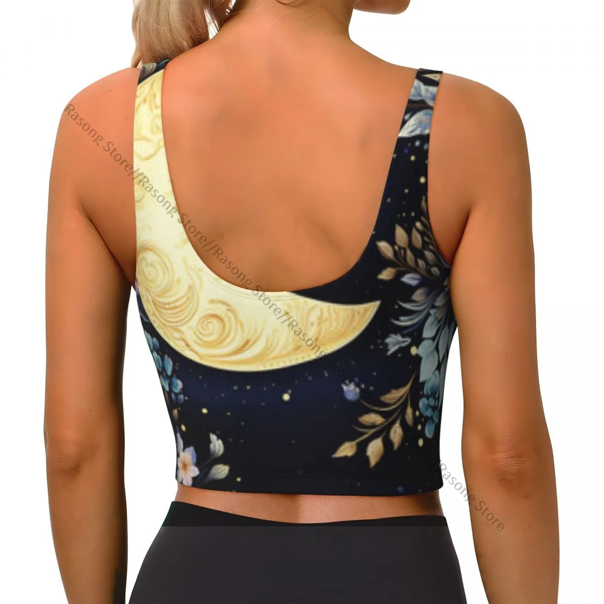 Yoga Vest Women Gym Sports Crop Tops Floral Flower Background Streetwear Workout Breathable Tank Top Female