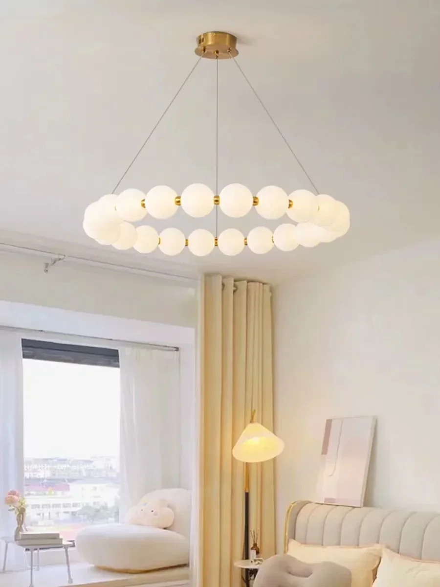 

Современная скандинавская волшебная люстра для гостиной, минималистичная круглая лампа, креативный светильник для спальни, вестибюля, роскошное освещение ресторана