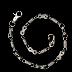 Gothic Punk biker wallet jean trousers chain keychains spring chain and carabiner clasp links silver plated