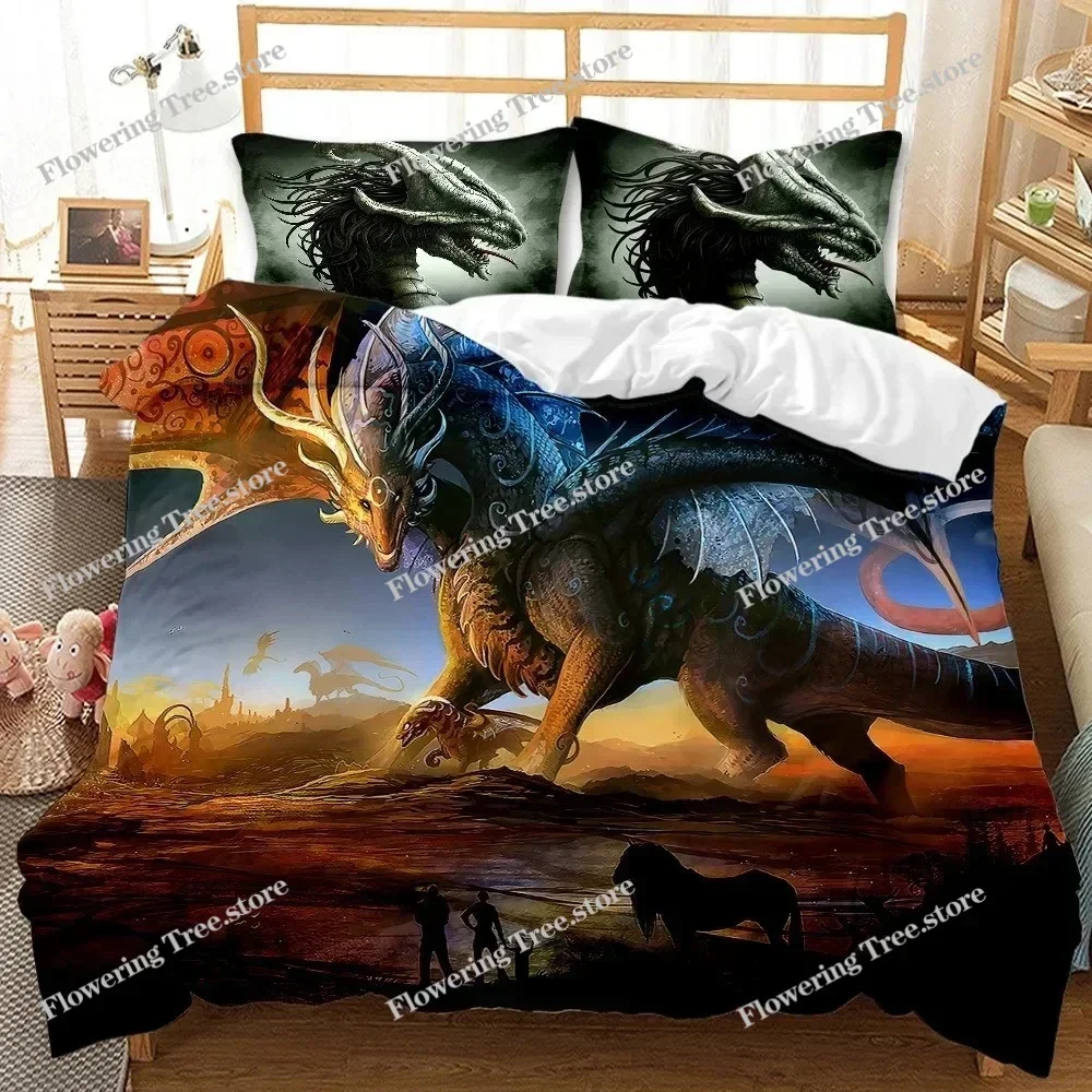 

3D Print Scientisfictional Dragon Bohemia Bedding Set Duvet Cover Bed Set Quilt Cover Pillowcase Comforter King Queen Size