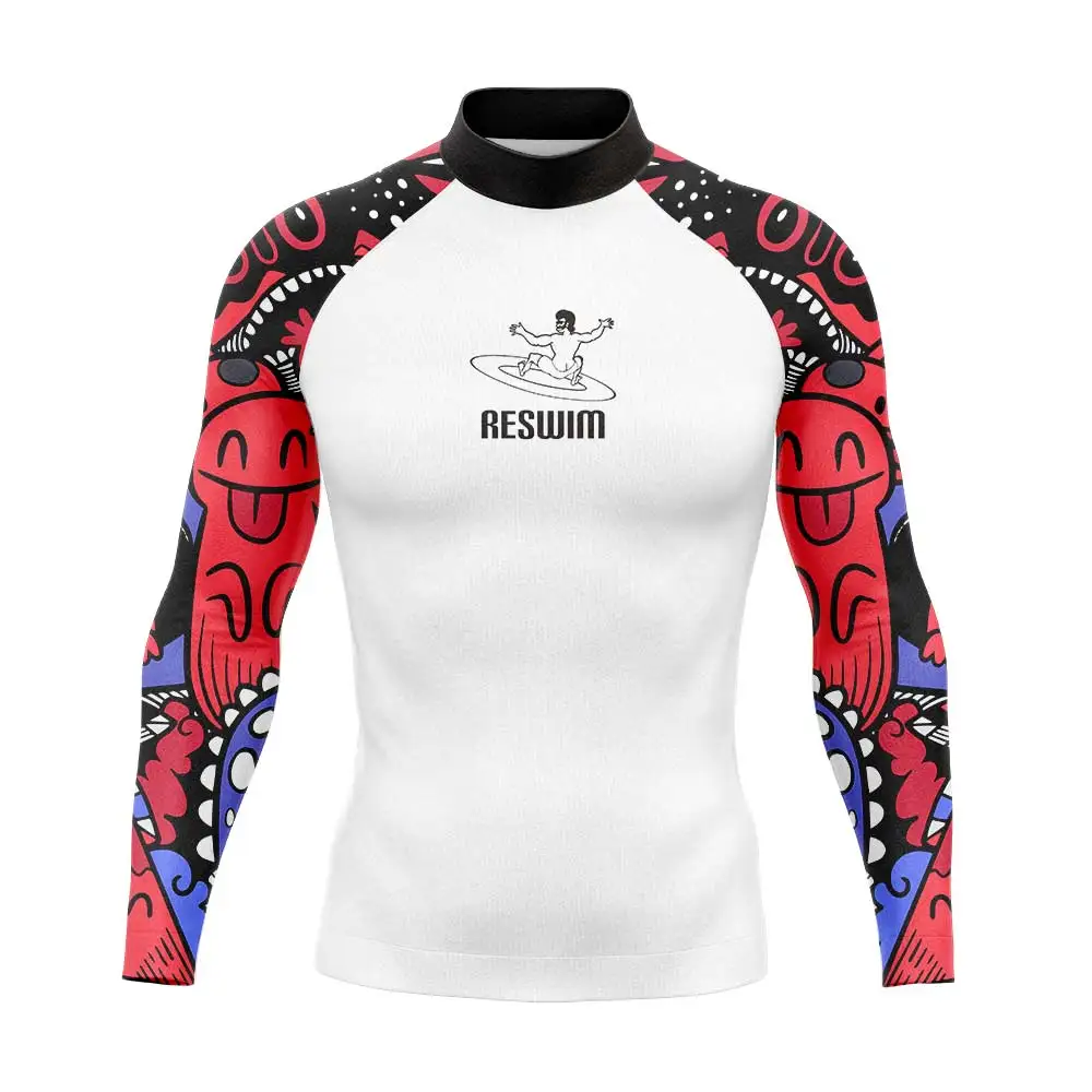 Męska koszulka do pływania na szopkę z długim rękawem Rashguard t-Shirt do pływania z 50 szybkoschnący strój kąpielowy letni surfingowy strój do