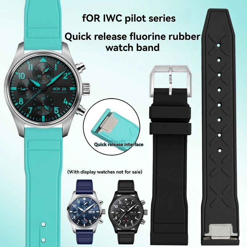 for IWC Little Prince Series Watch Strap - Premium Fluororubber & Metal Hybrid Band for Pilot/Portugal Watches, Quick Release