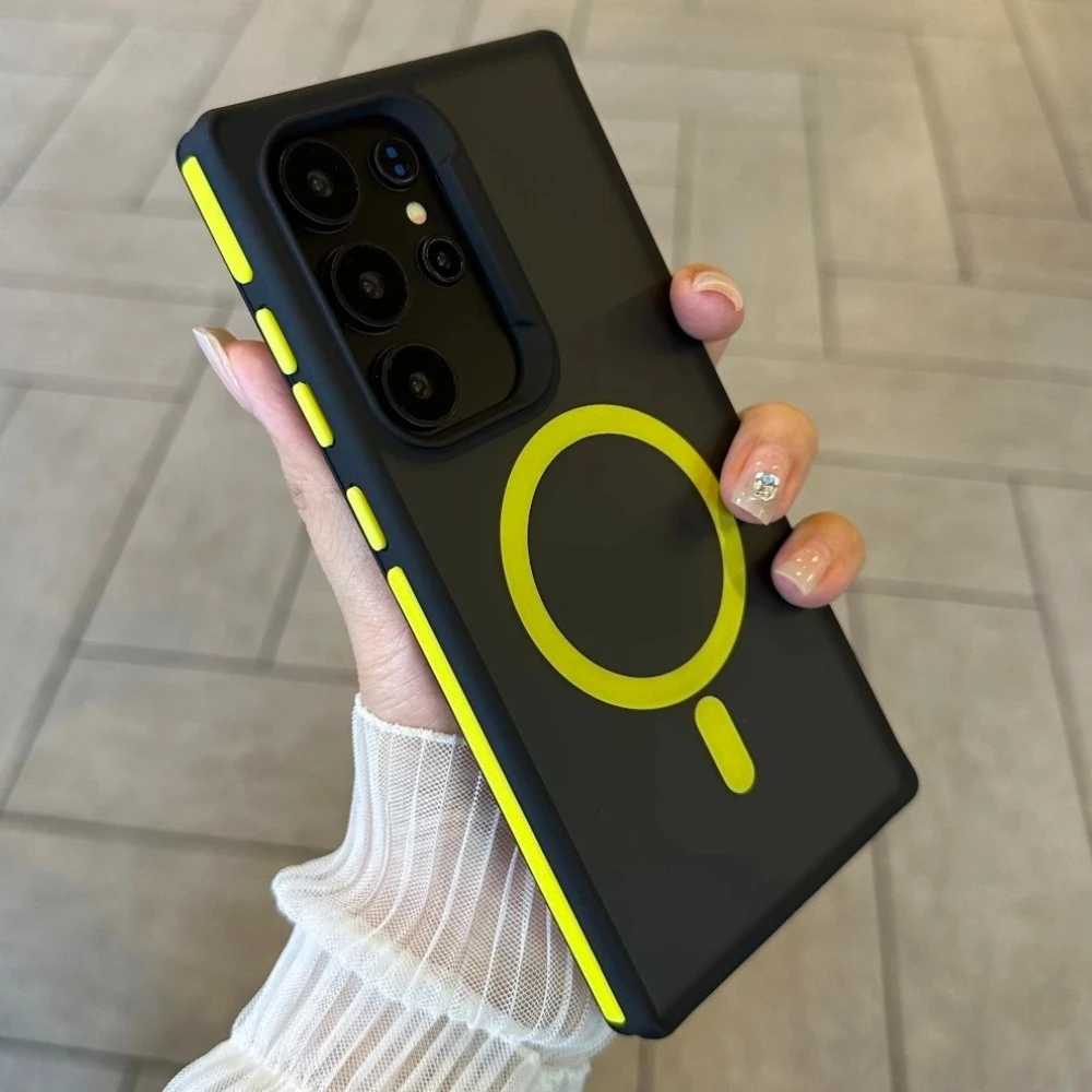 

Двойной цветной матовый чехол для магнитной беспроводной зарядки для Samsung Galaxy S22 S23 S24 S25 Ultra, противоскользящий матовый чехол Magsafe