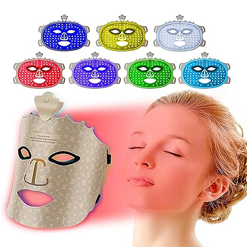 7 Colors LED Face Mask Light Therapy Blue Red Light Therapy Mask for Face Led Face Mask Light Therapy At Home Beauty Device