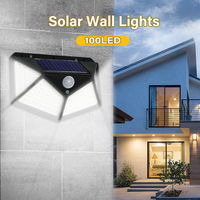 100 LED Solar Light PIR Motion Sensor Wall Light Outdoor Solar Lamp Waterproof Solar Powered Sunlight Street Lamp Garden Decor