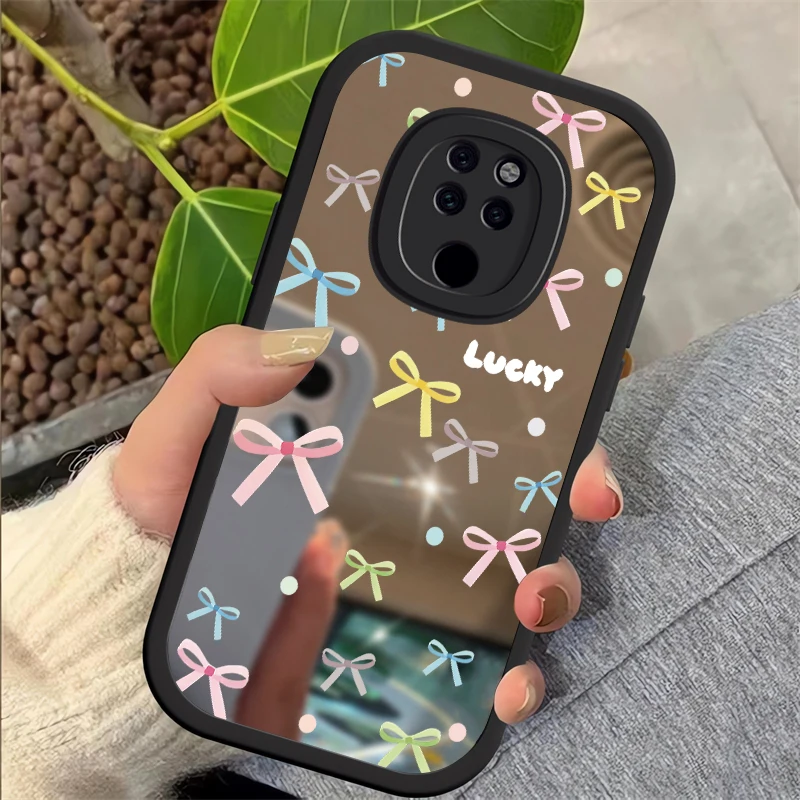 Cute Bow Pattern Case For Huawei P30 P20 Pro Y9 Prime 2019 Mate 20 Pro Nova 4R 5T 6 7 SE 7i P40 Lite 4G Mirror Makeup Cover