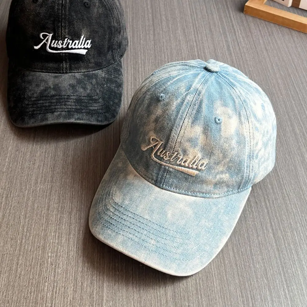 الكورية نمط الدنيم قبعة بيسبول واسعة حافة قابل للتعديل إلكتروني التطريز بلغت ذروتها قبعة واقية من الشمس القطن عارضة قبعة منقار البط #2