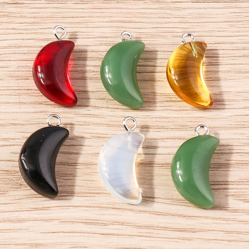 Tusember 10 Stück Klare Mond-Geburtsstein-Anhänger Roter Achat Rosenquarz Charms für Schmuckherstellung DIY Halsketten Armbänder Bastelzubehör – Detail 7