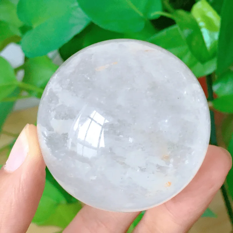 1pc Natural White Phantom Crystal Sphere Random- Polished Gemstone Ball for Home Office Decor And Collectible Gift