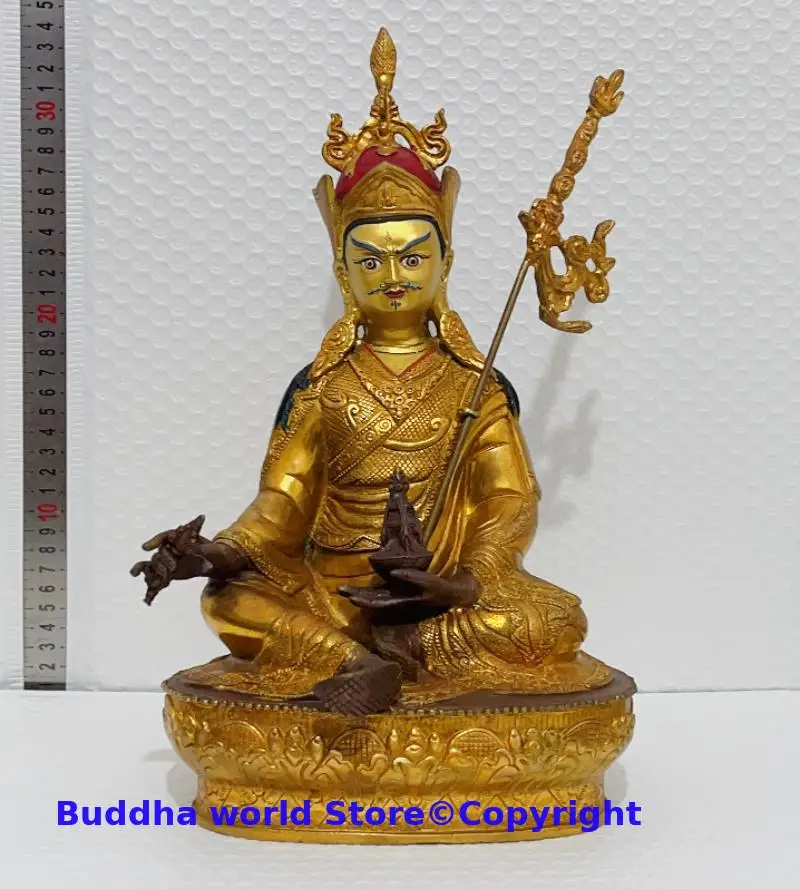 50% OFF GOOD Tibet Nepal Buddhism gilding Guru Rinpoche Padmakara Almighty Buddha statue COPPER Family Effective protection