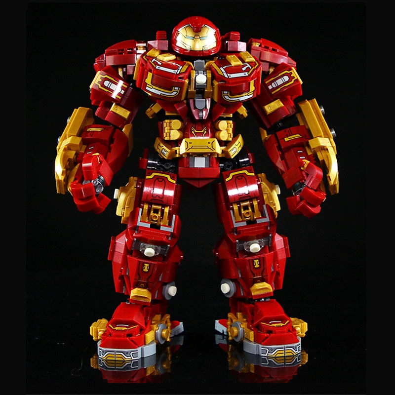 ألعاب الأبطال الخارقين من فيلم مارفل لبنات البناء المنتقمون الرجل الحديدي فيوغري نموذج الطوب هالكبوستر ميتشا روبوت هدايا للأولاد والأطفال