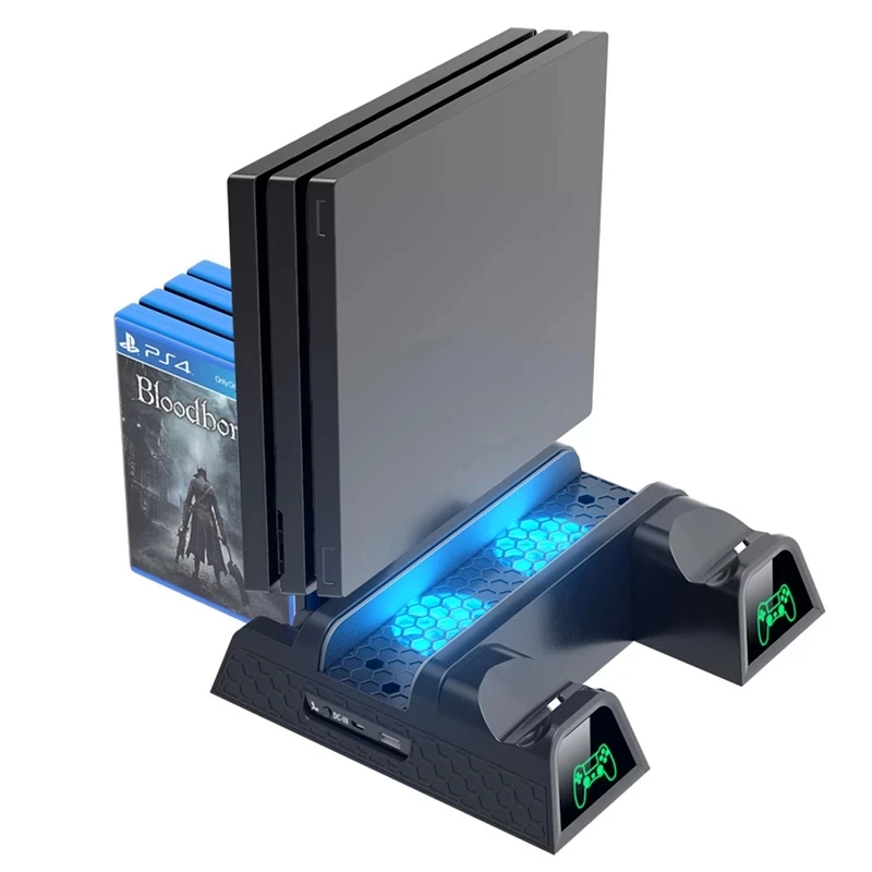 for PS4 Dual Controller Charger Console Vertical Cooling Fan Stand Charging Station For PS4/PS4 Slim/PS4 Pro Accessories