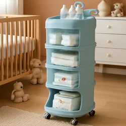 Auxiliary Cart with Wheels, Storage Shelves, Baby Supplies, Bedside, Bedside, Snack, Whale Landing, Multistory, Bedroom Supplies