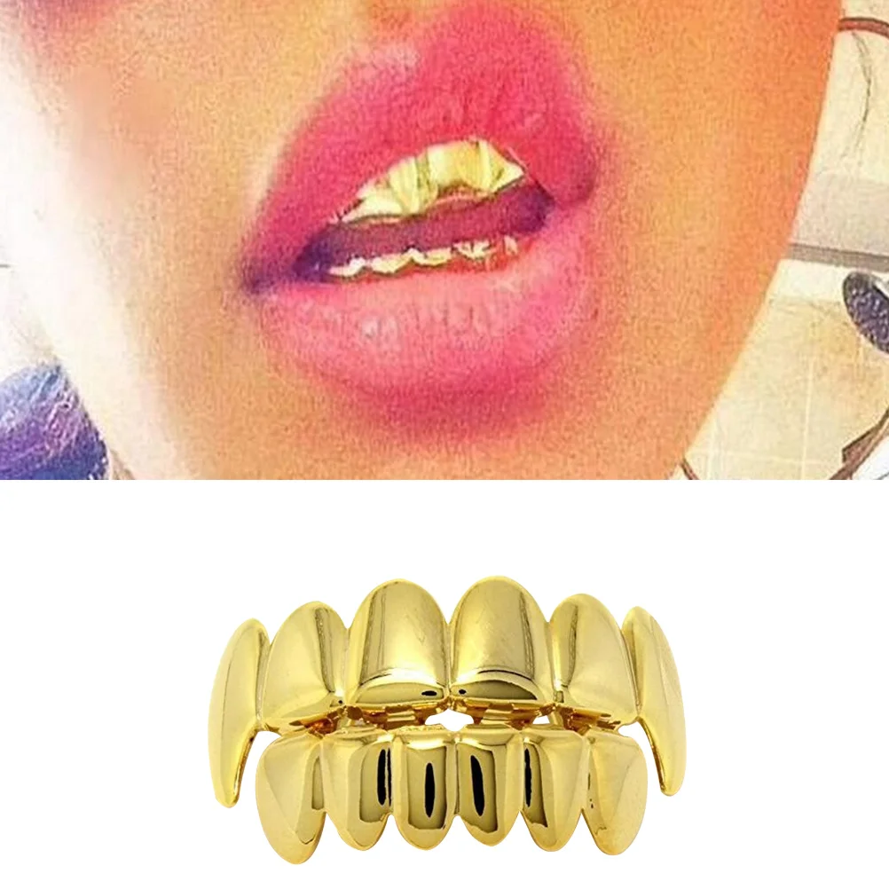 Hip Hop Teeth Hip Hop Jewelry Golden Teeth Braces and Bottom Set Shiny Teeth hip hop teeth  hip hop jewelry