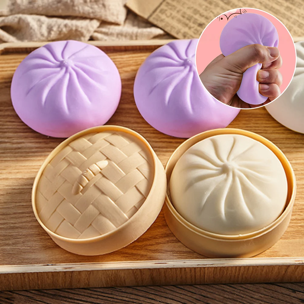 

Squishes Bao Bun Squeeze Toy Моделирование еды Squishies Bun Steamer Squishy Stress Ball Сенсорная игрушка для снятия беспокойства