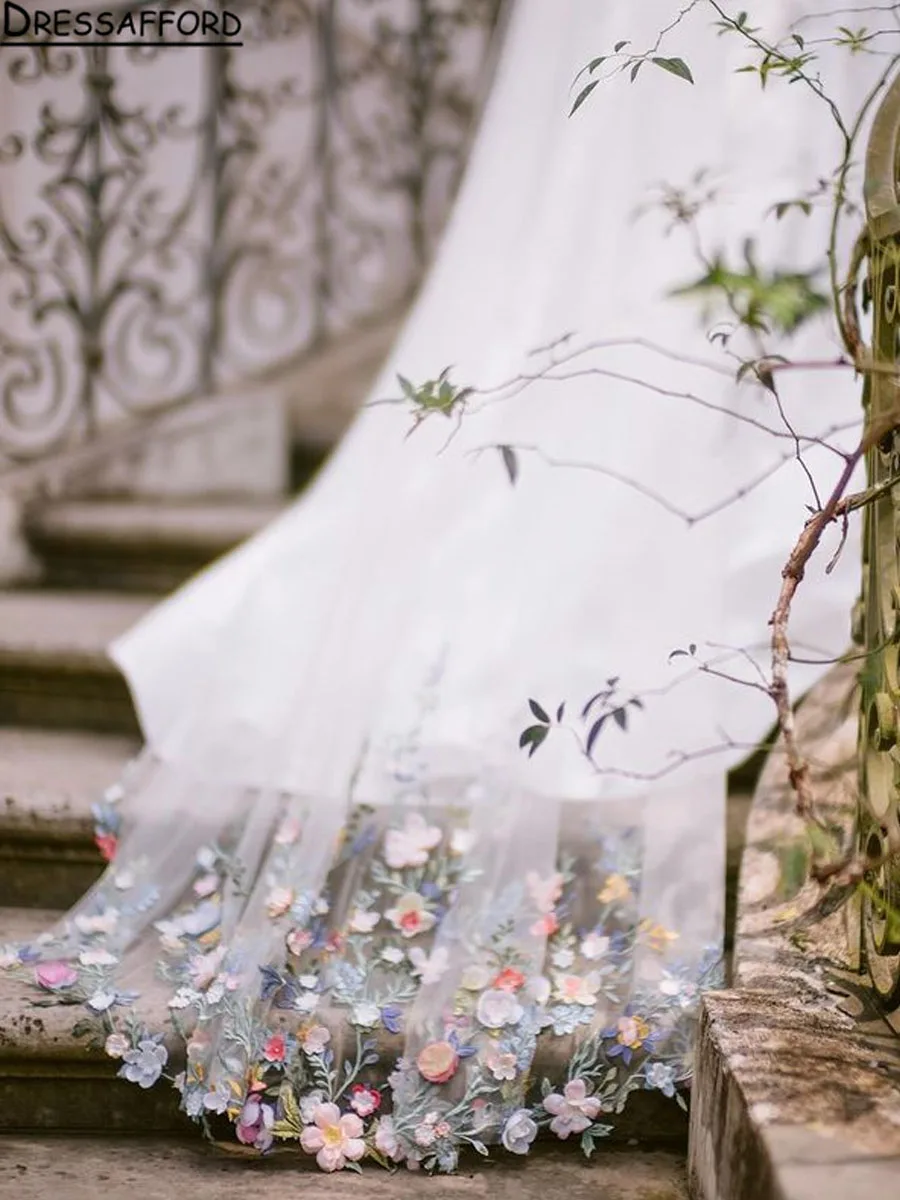 Flower Veil Long  Floral Wedding Veils