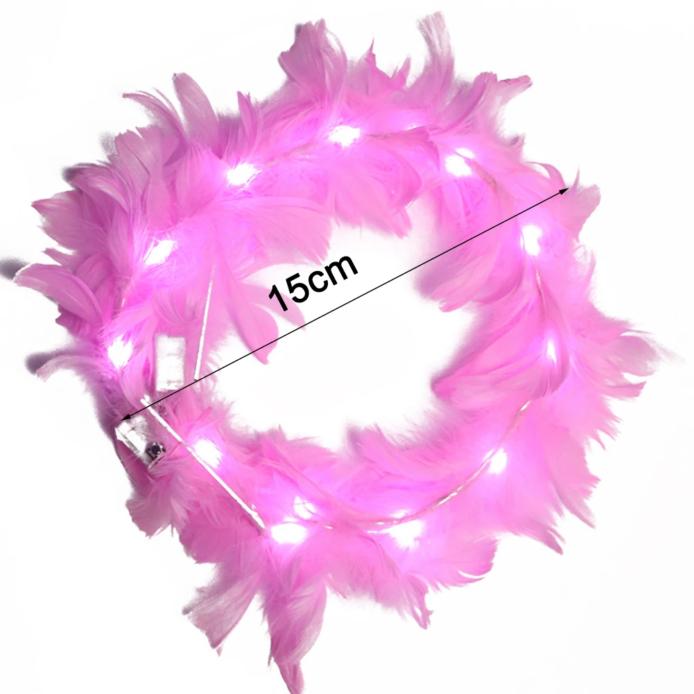 Led Feather Crown Headband Garlands Girls Light Up Hair Wreath Party Bridesmaid Birthday Gift Festival Costume Wedding Hairband